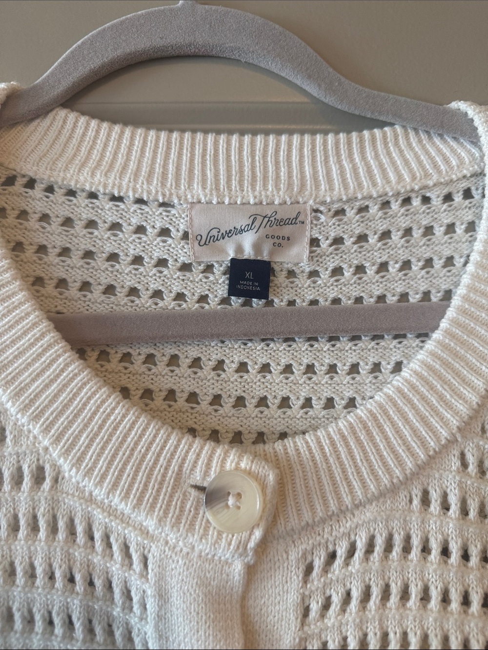 Universal Thread White Open-Knit Sleeveless Button Cardigan - Picture 2 of 8